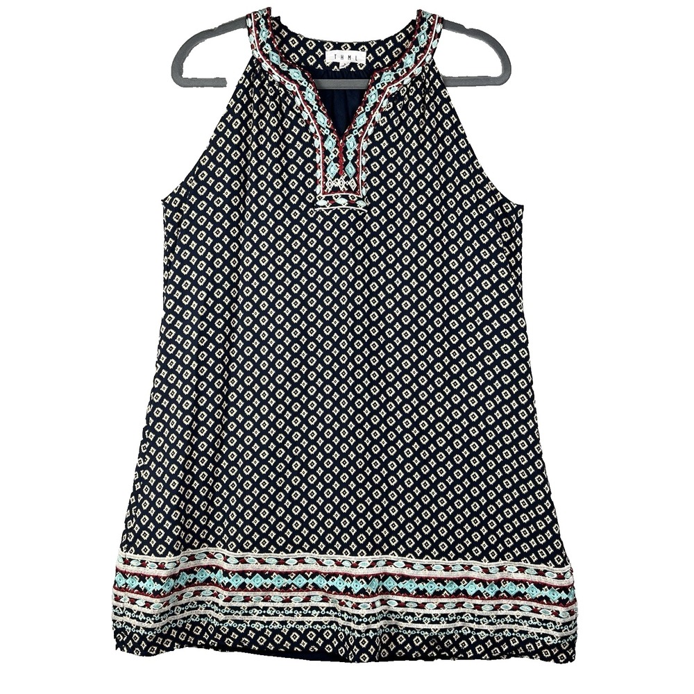 ANTHROPOLOGIE  THML Faye Embroidered Halter Dress Women's Large‎ Lined Bohemian